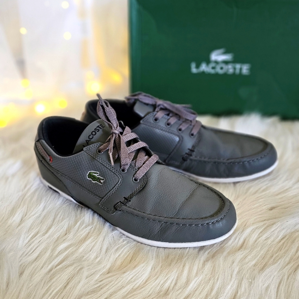 Lacoste Dreyfus AP Men's Sport Casual Leather Boat SHOES Gray Size USA 11 - Picture 1 of 5
